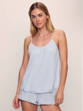 Eberjey Gisele TENCEL™ Modal Ruffle Cami & Shortie Short Set Ice Blue Size Large